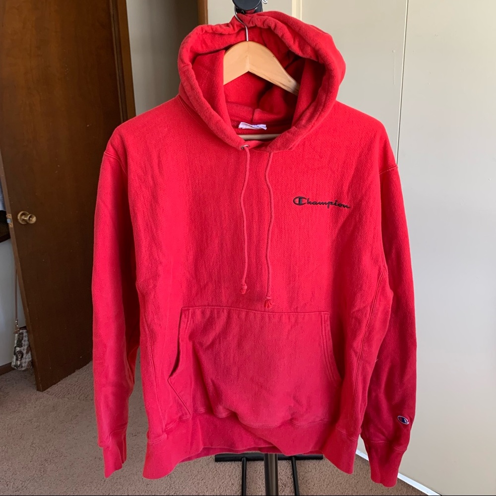 Champion Reverse Weave Sweatshirt Hoodie Red Large